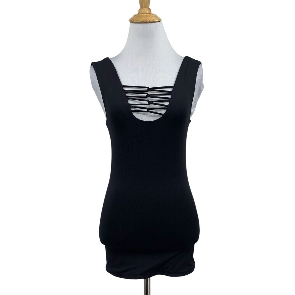 Buckle Black Tank Womens S Small Black Shaping Smoothing Strappy Double Lined